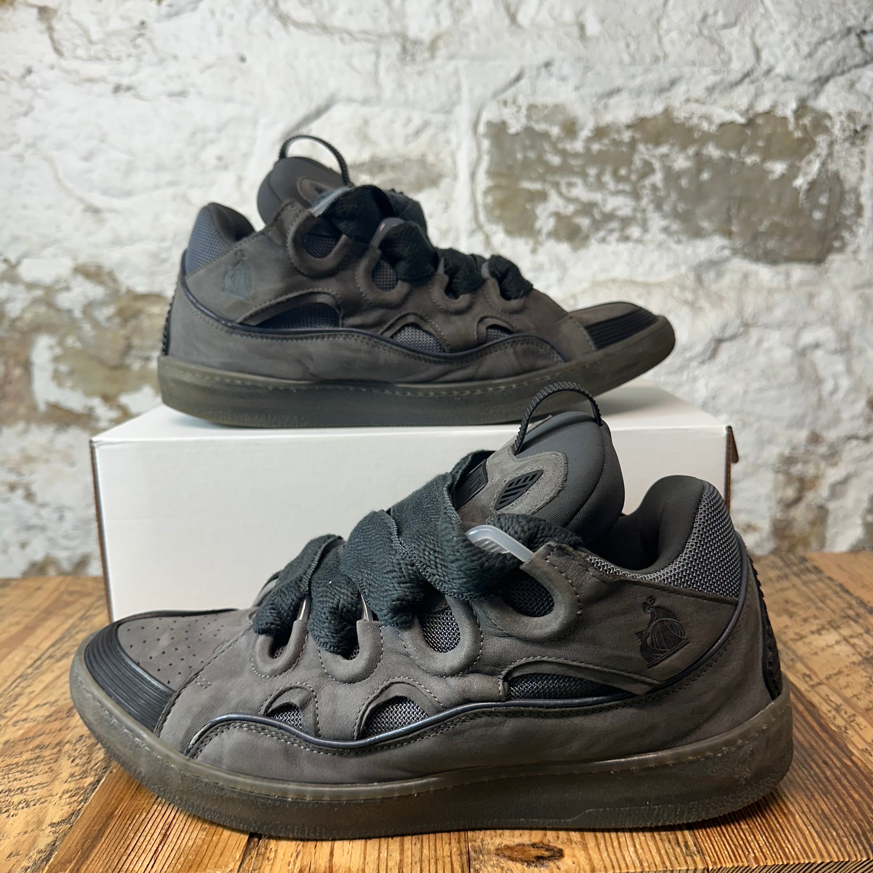 Lanvin Curb Black Lace Grey Sneaker Sz 13 (46)