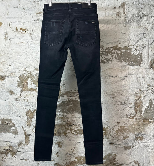 Amiri MX1 Camo Patch Black Denim Jeans Sz 29