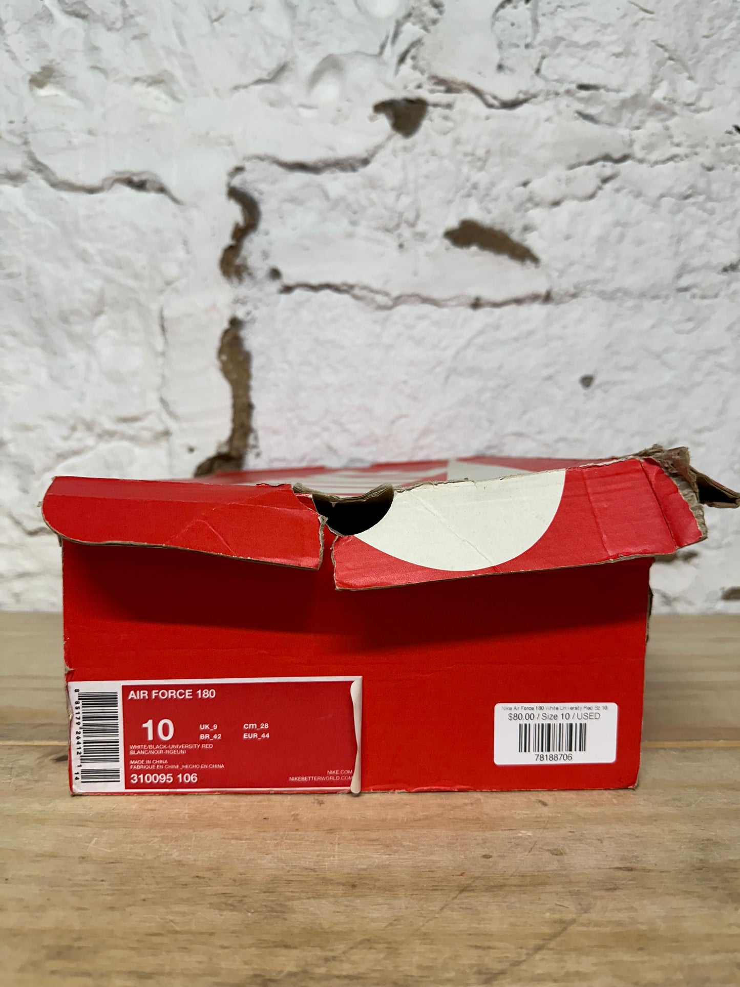 Nike Air Force 180 White University Red Sz 10