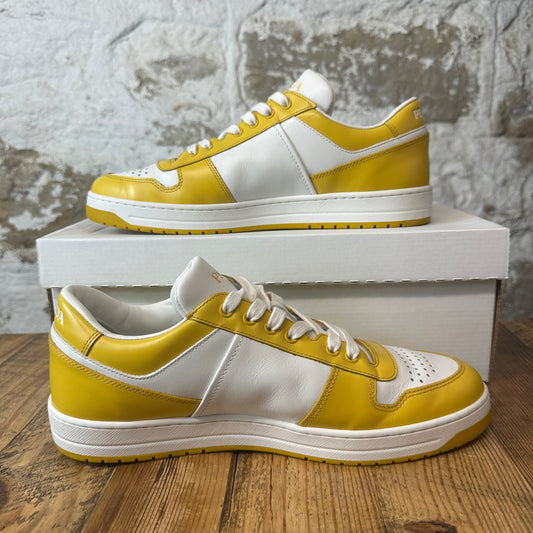 Prada Downtown Leather Yellow White Sneaker Sz 8