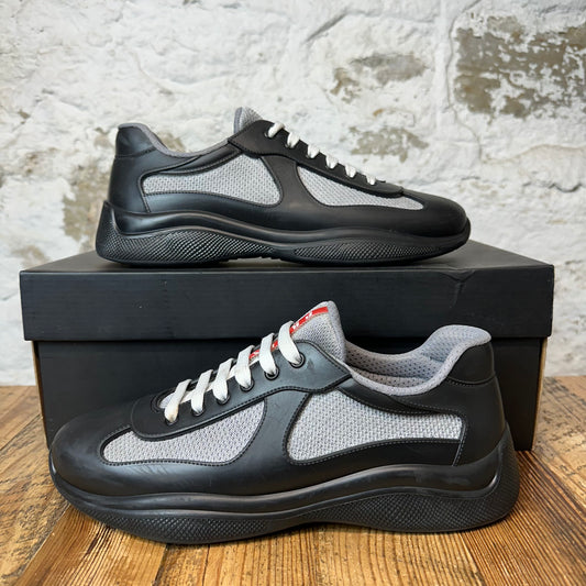 Prada Americas Cup Black Rubber Grey Sneaker Sz 9 (42)