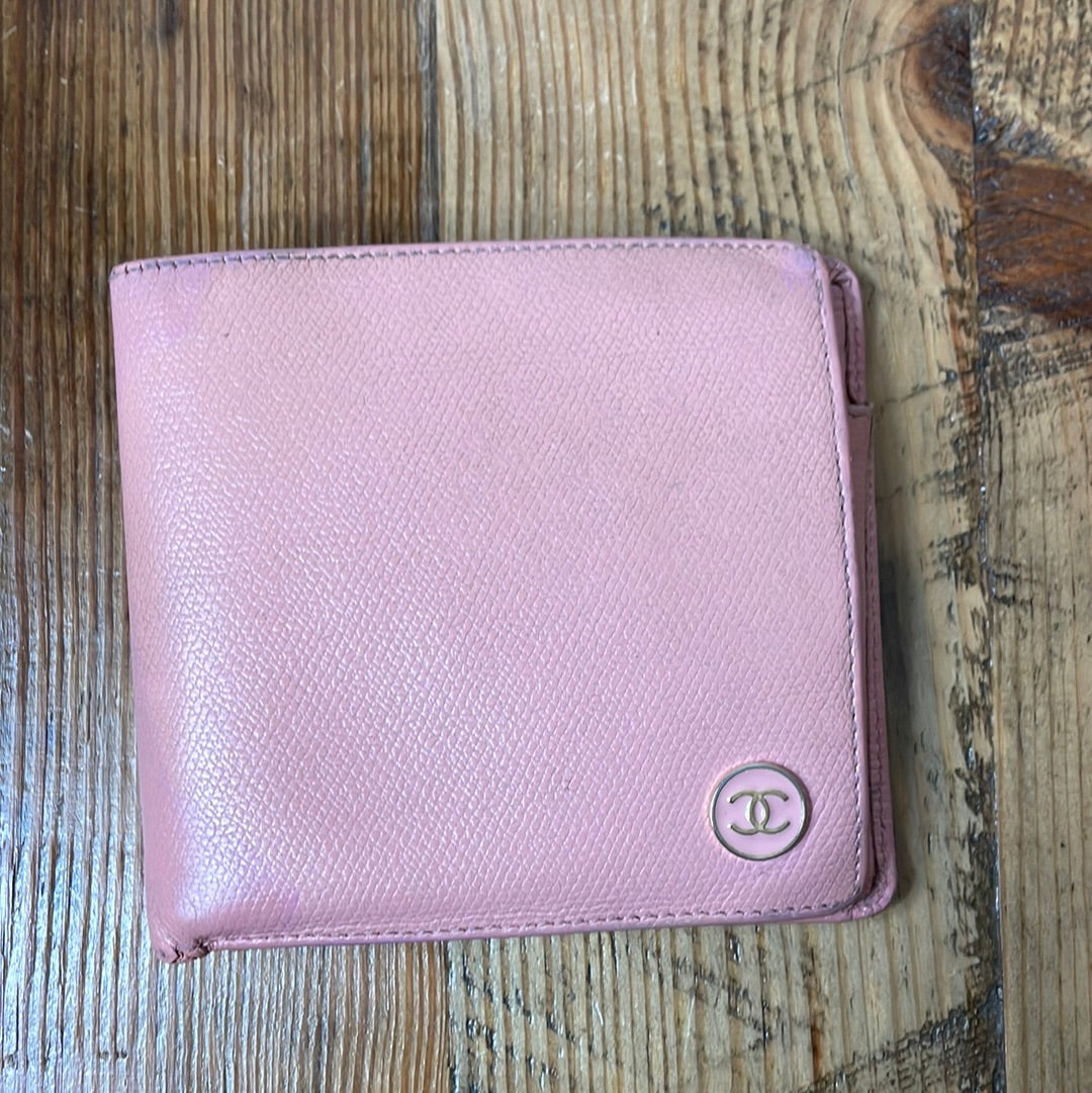 Chanel Pink Leather Bifold Wallet