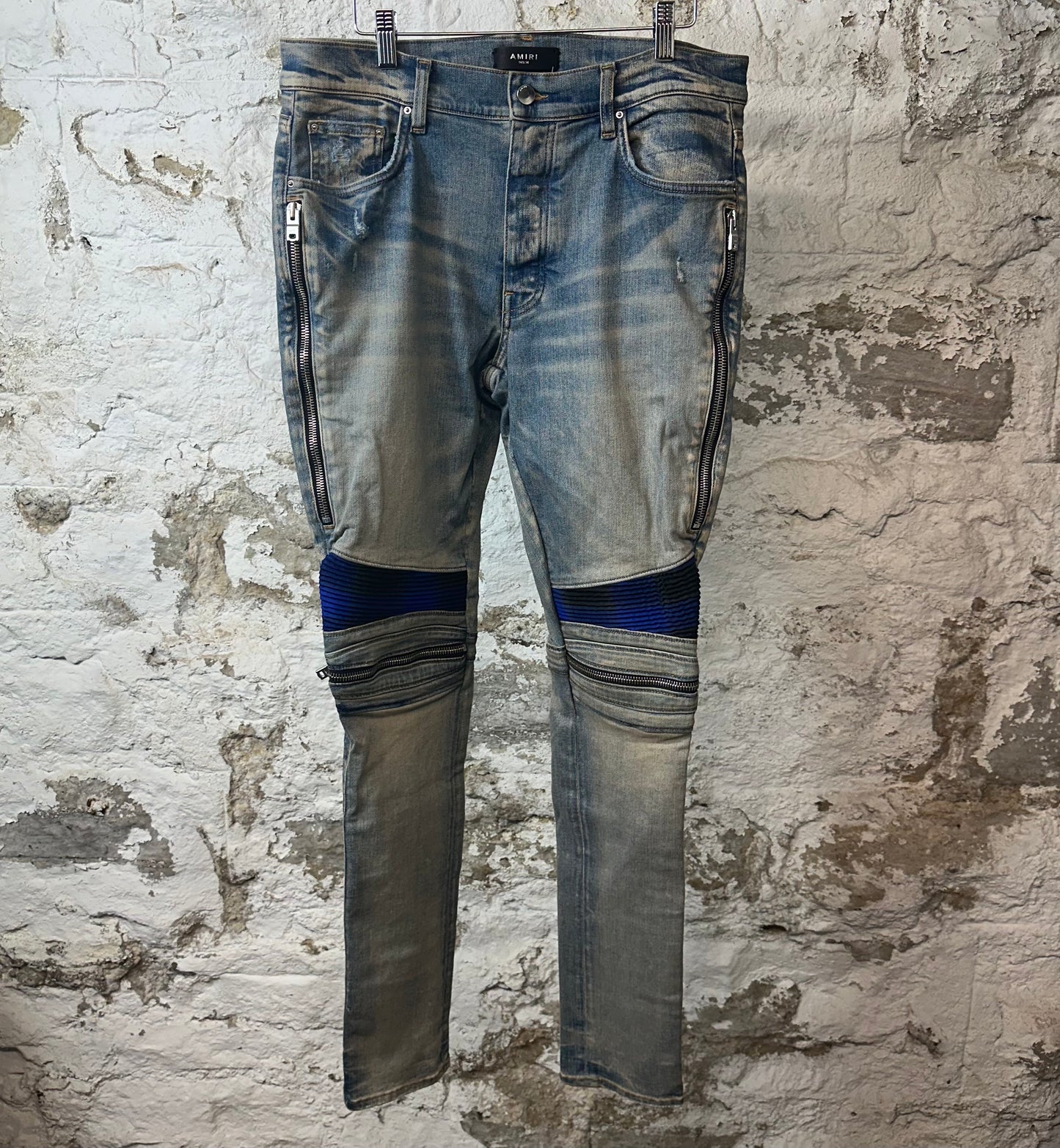 Amiri MX2 Black Blue Patch Blue Denim Jeans Sz 34 DS