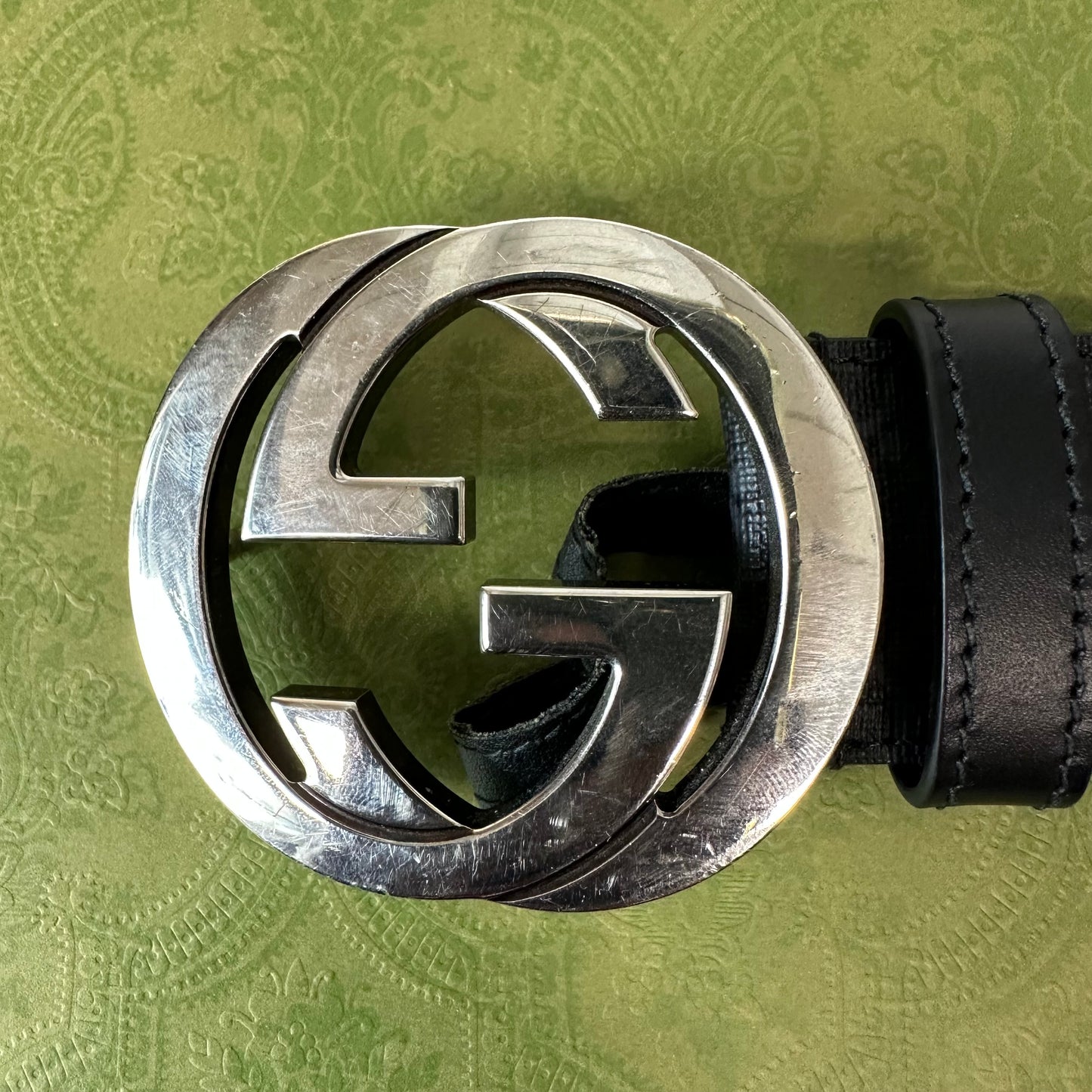 Gucci Black GG Monogram Belt Sz (95/38) W/ Box