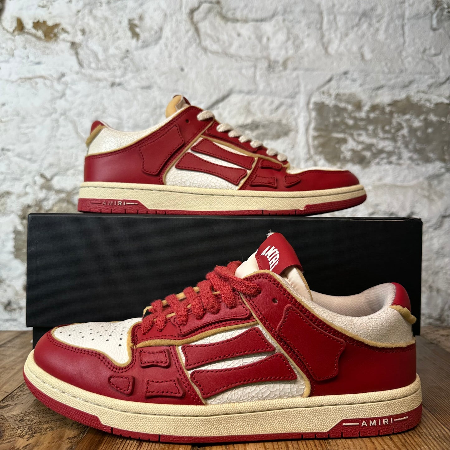 Amiri Red Skeleton White Cream Cracked Sneaker Sz 10 (43)