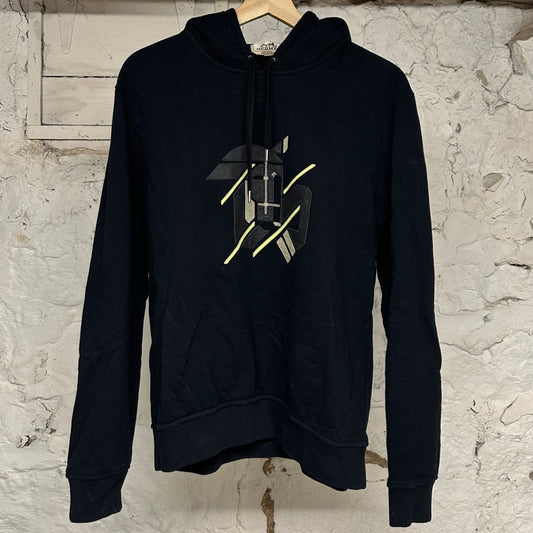 Hermes Logo Hoodie Black Sz L