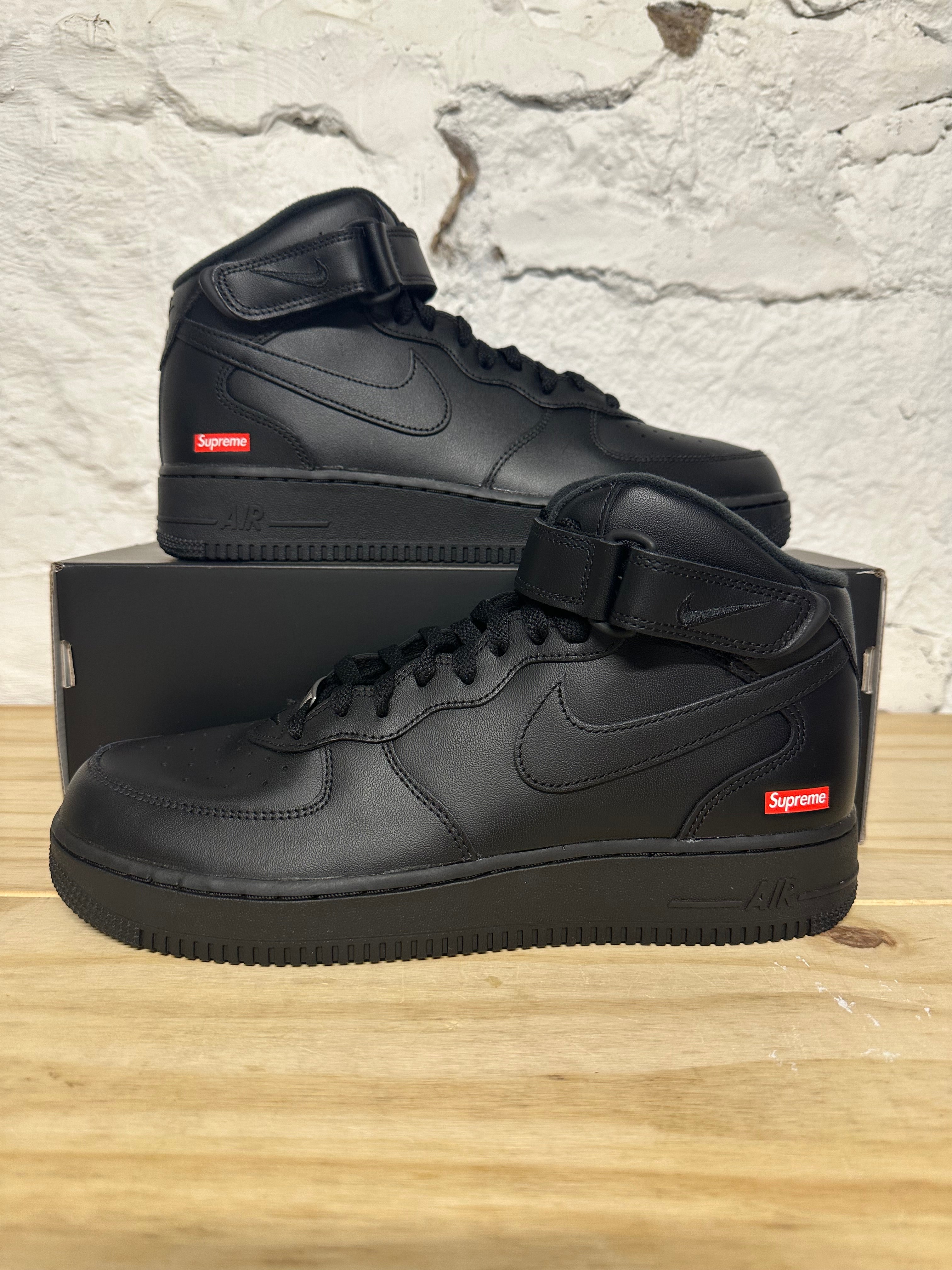 Nike Air Force 1 Mid Supreme Black Sz 10.5 DS