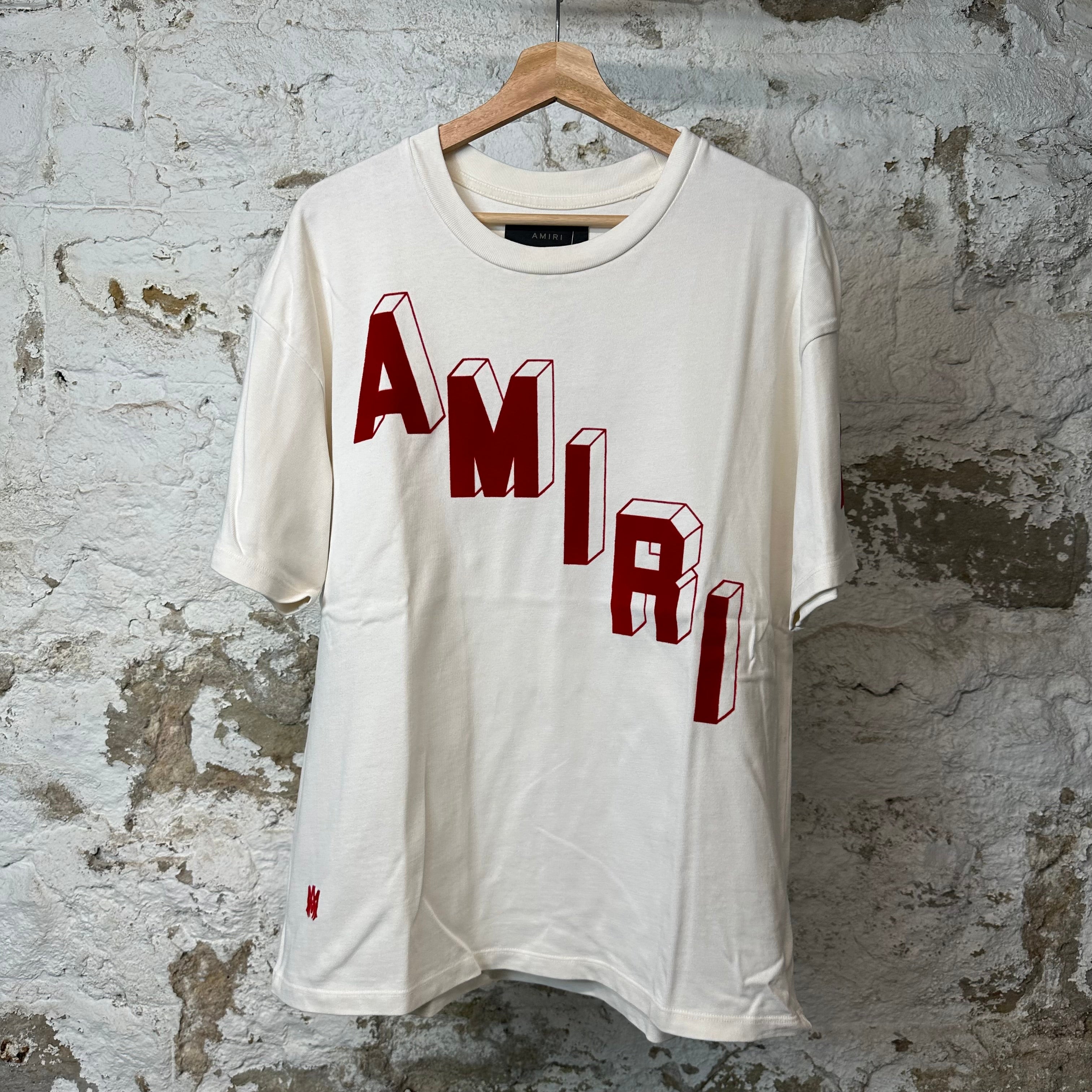 Amiri Flocked Velour Spell T-shirt Cream Sz S