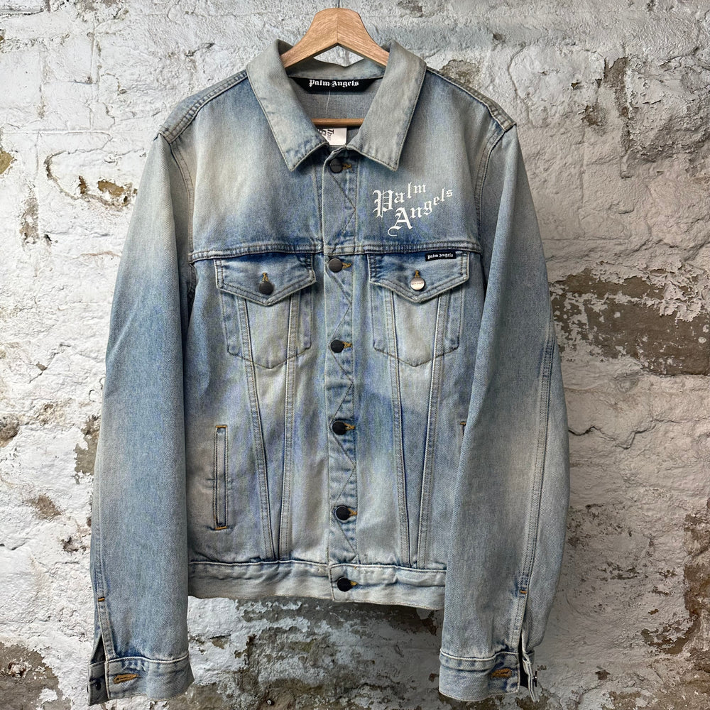 Palm Angels Sacred Heart Denim Jacket Sz XL