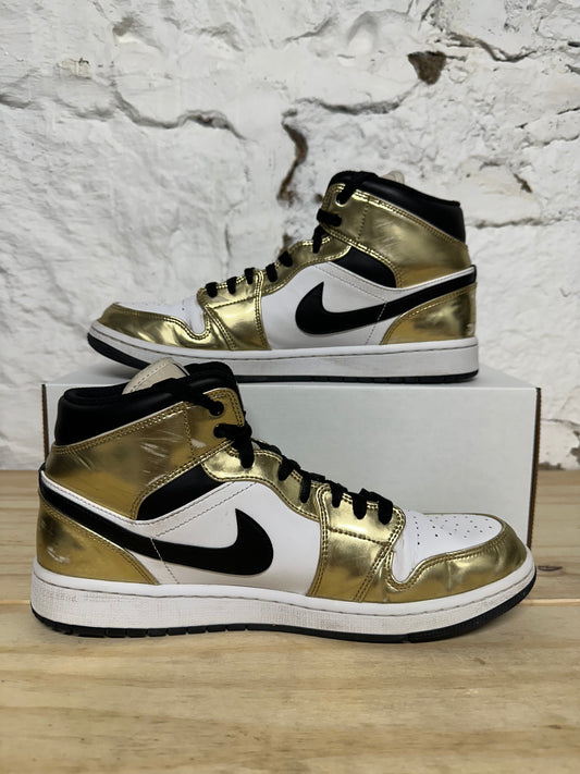 Air Jordan 1 Mid Gold Metallic Sz 10.5