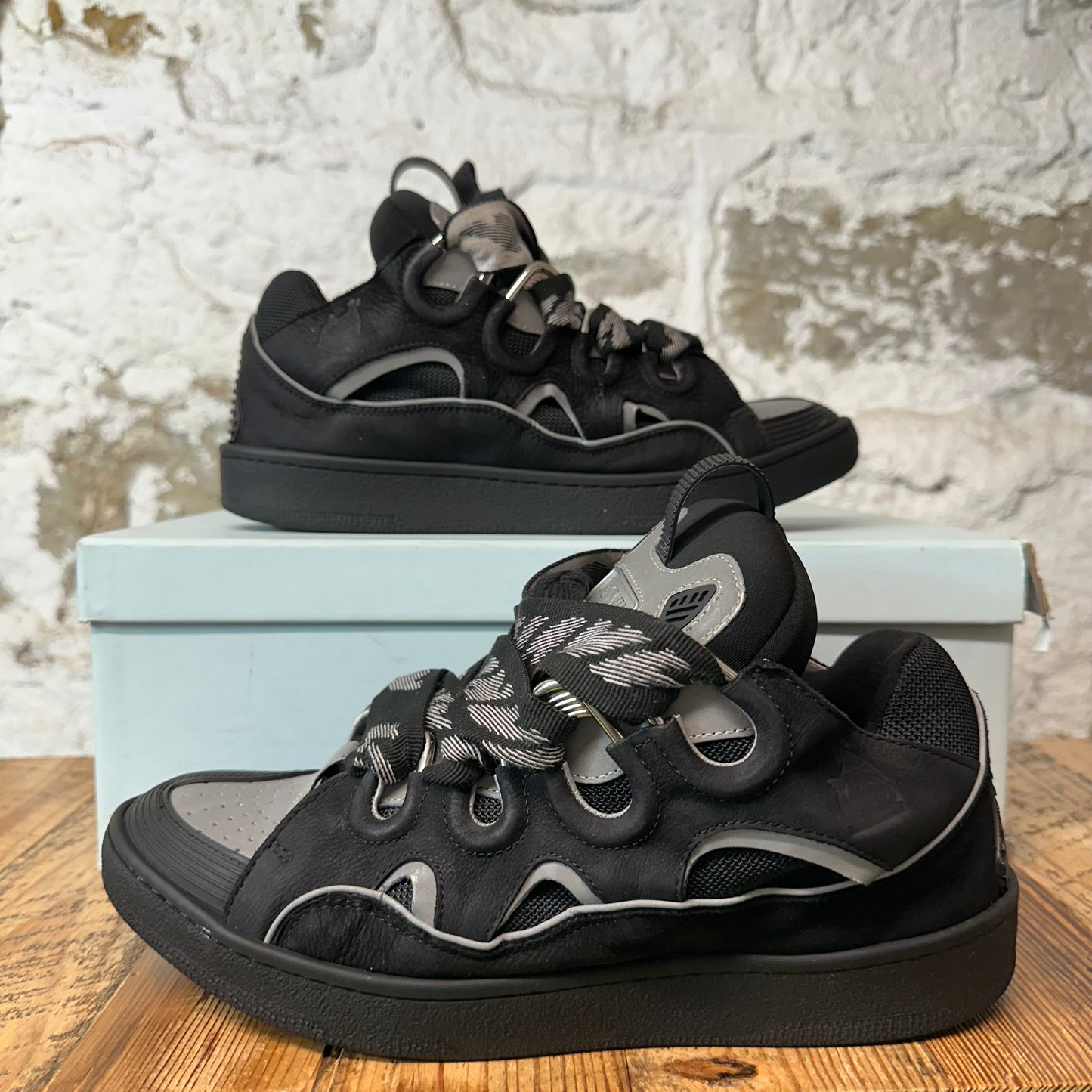 Lanvin Curb Black Grey 3M Sneaker Sz 9 (42)