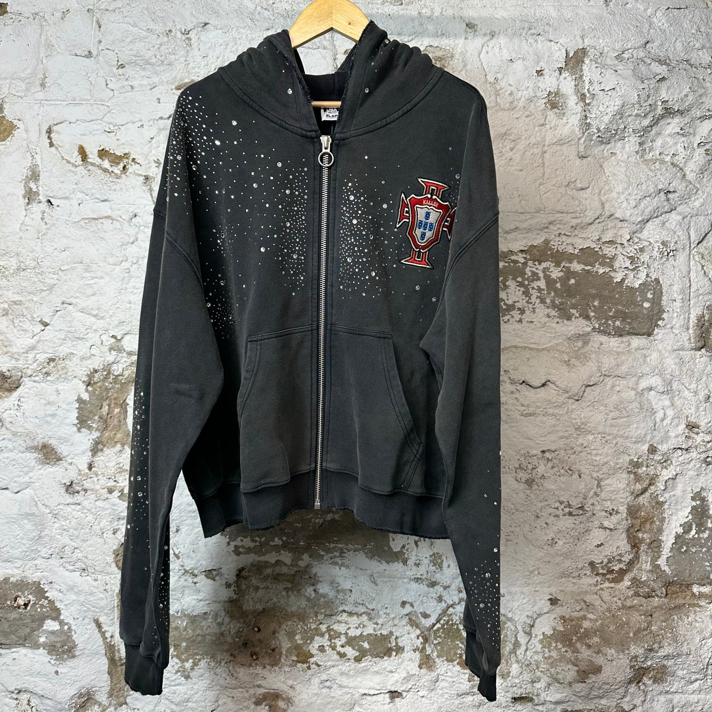 Vale Sea Cluster Zip Up Hoodie Black Sz XL