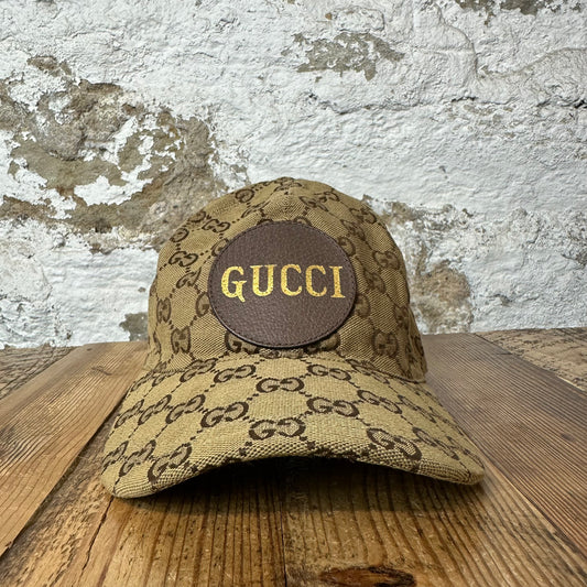 Gucci Brown Circle Logo Monogram Hat Sz M