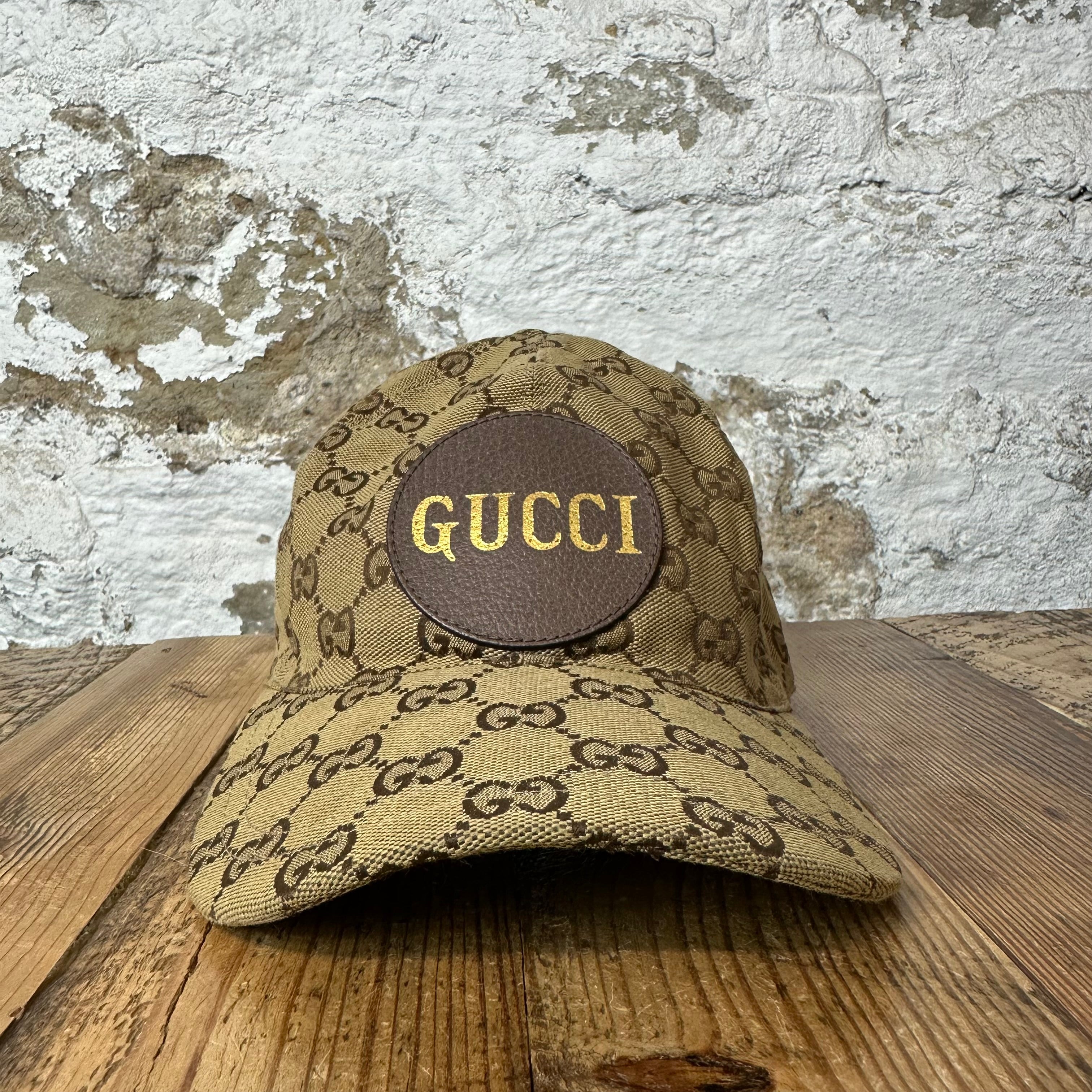 Gucci Brown Circle Logo Monogram Hat Sz M