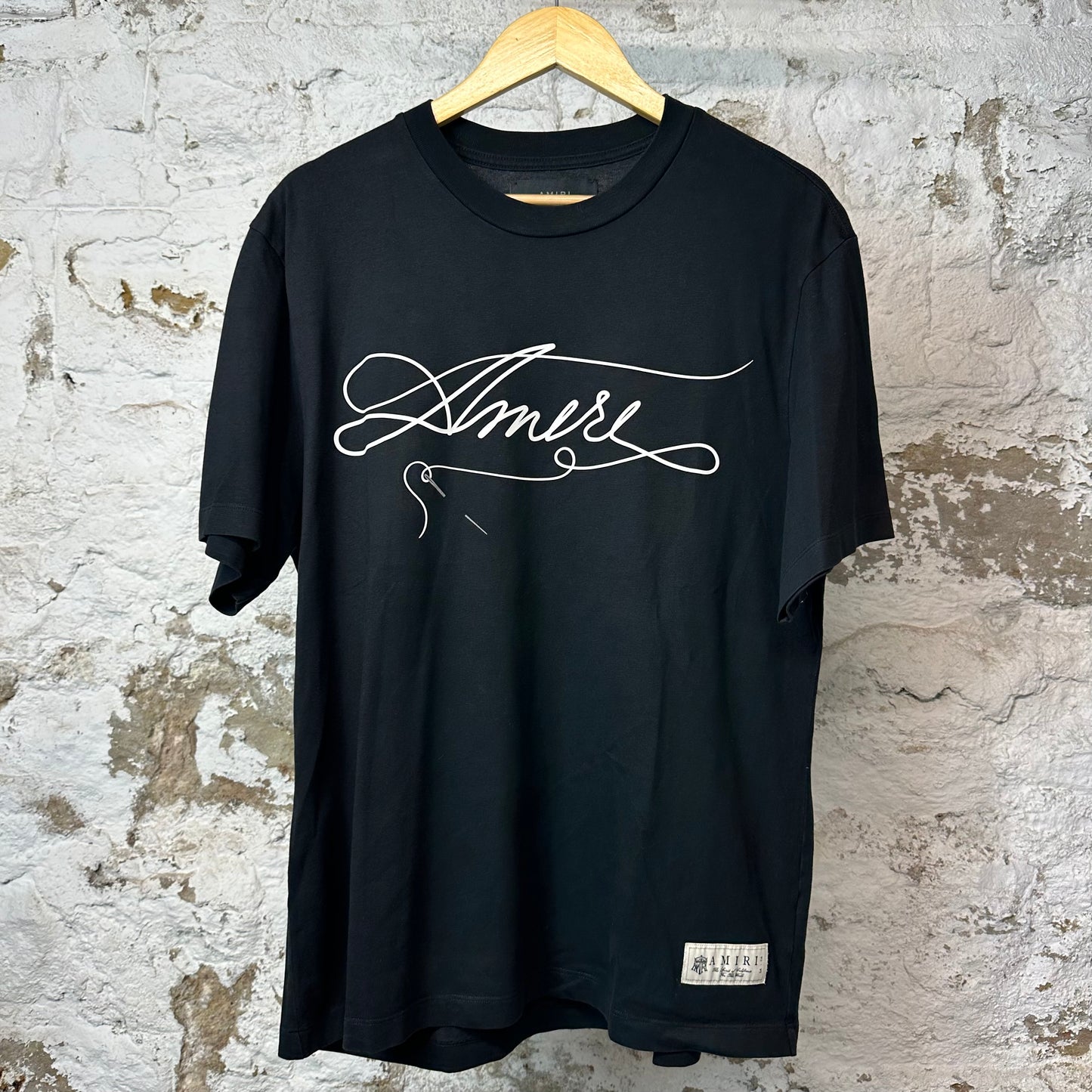 Amiri Cursive Spell Pin T-shirt Black Sz L