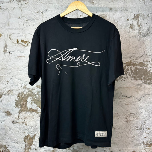 Amiri Cursive Spell Pin T-shirt Black Sz L