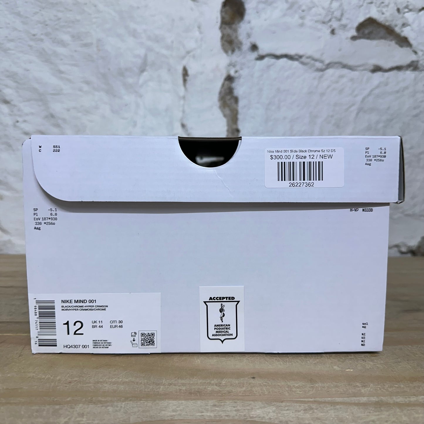 Nike Mind 001 Slide Black Chrome Sz 12 DS