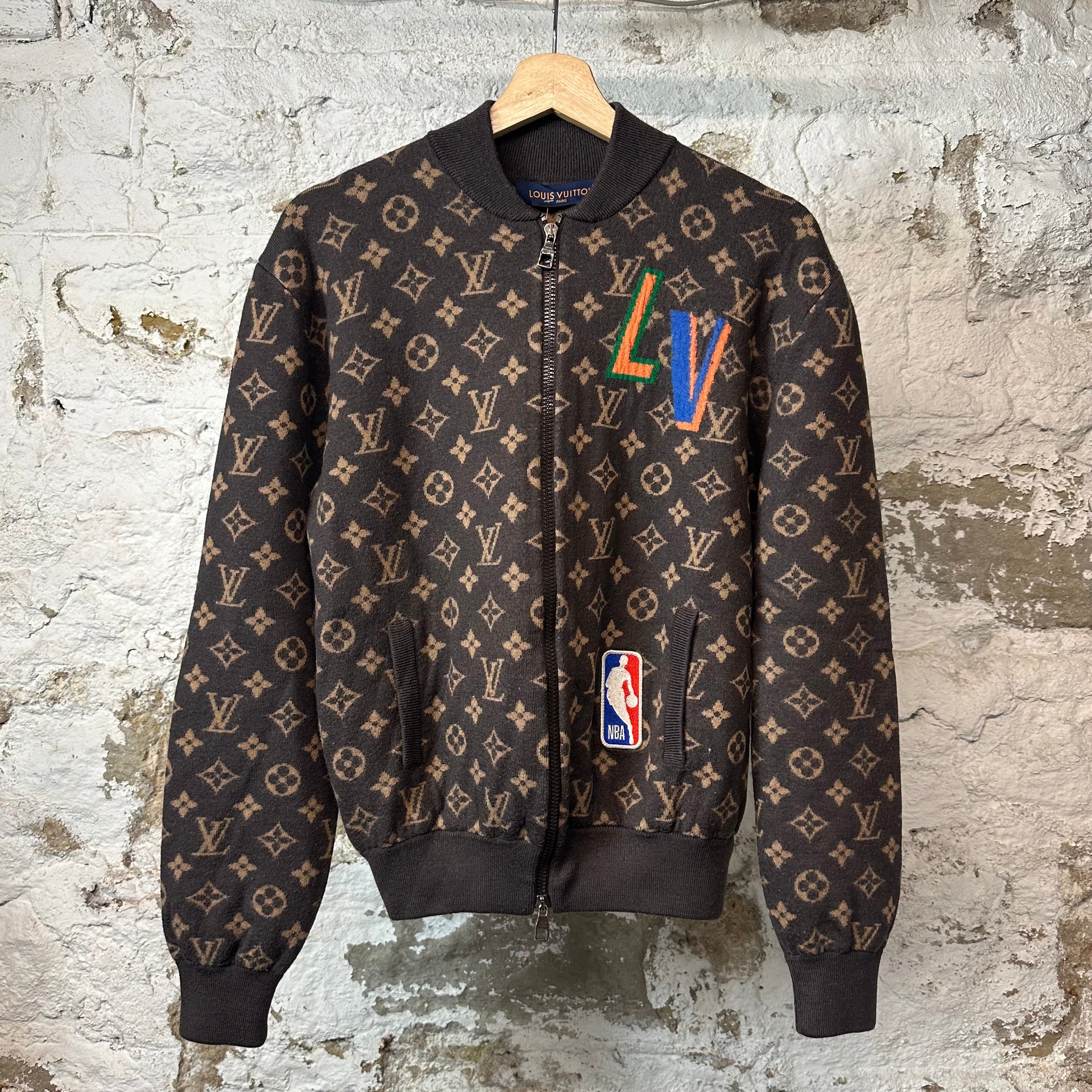 Louis Vuitton NBA Brown Monogram Zip Up Sweater Sz S