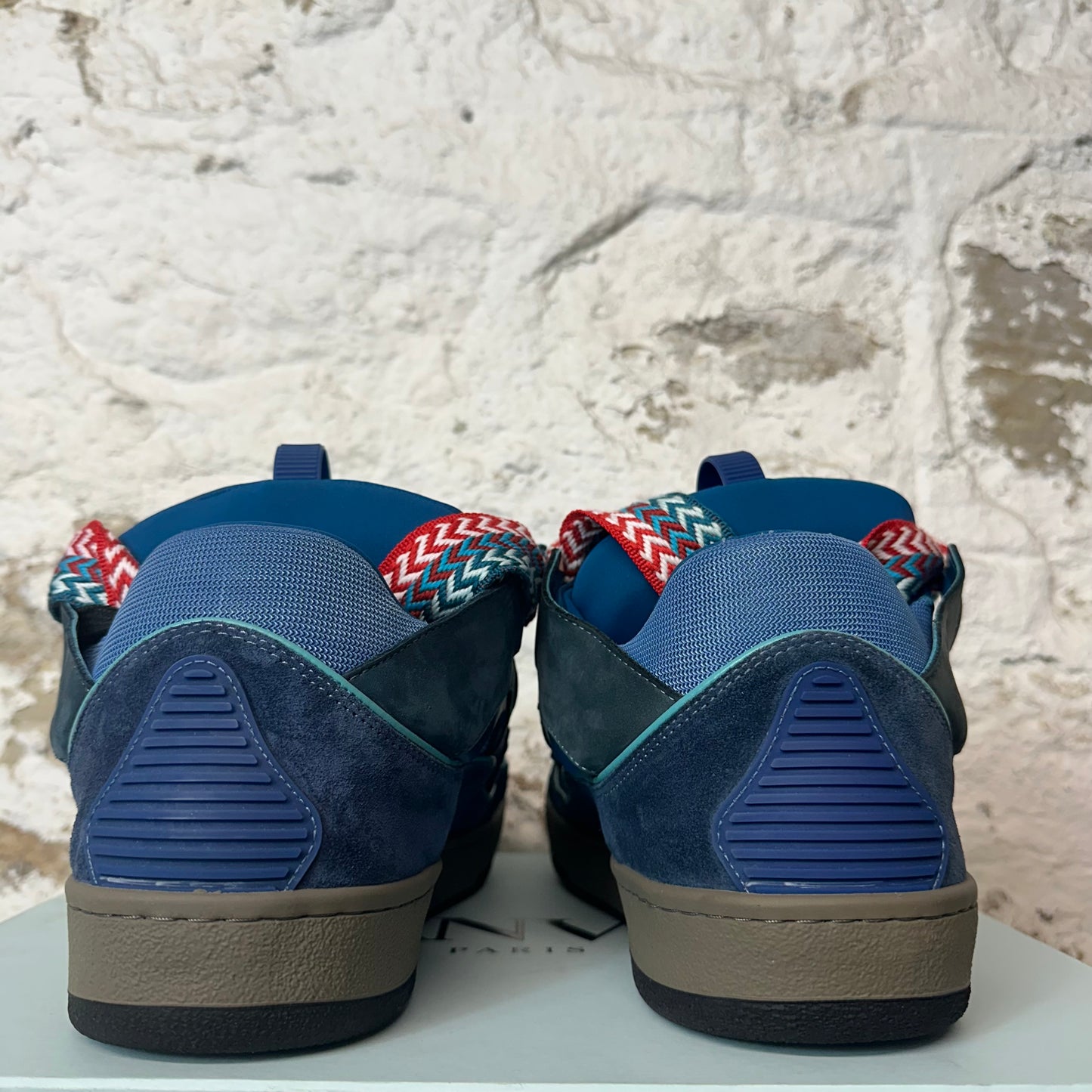 Lanvin Curb Multicolor Lace Navy Sneaker