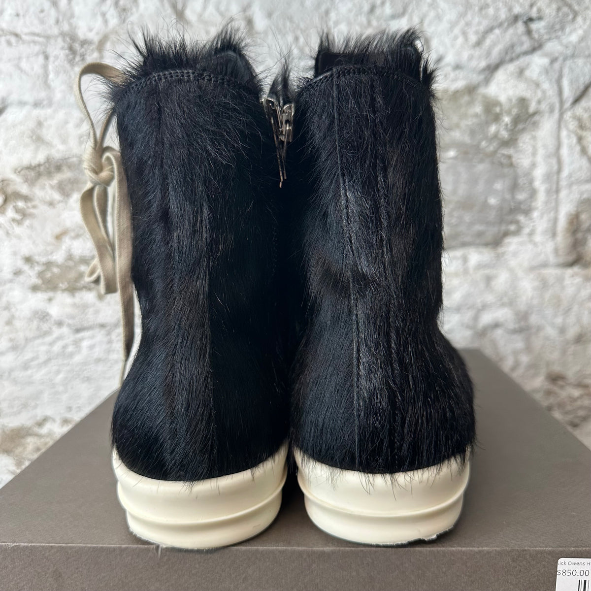 Rick Owens High Pony Hair Black Milk Sneaker Sz 12 (45)