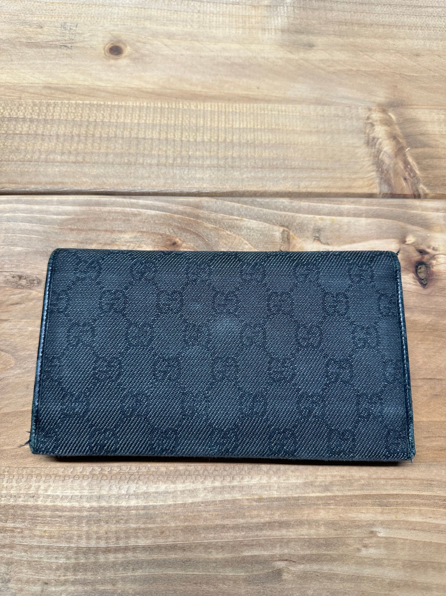 Gucci Black Canvas Monogram Long Wallet