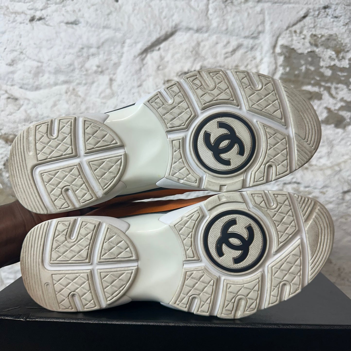 Chanel CC Salmon White Trainer Sneaker Sz 6.5 (39.5)