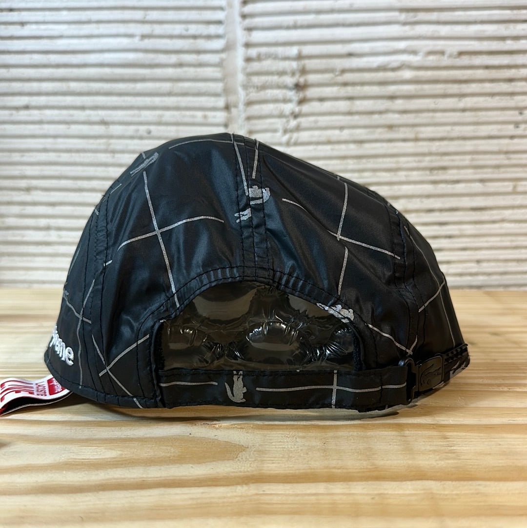 Supreme Lacoste Reflective Grid Nylon Camp Cap Black Hat