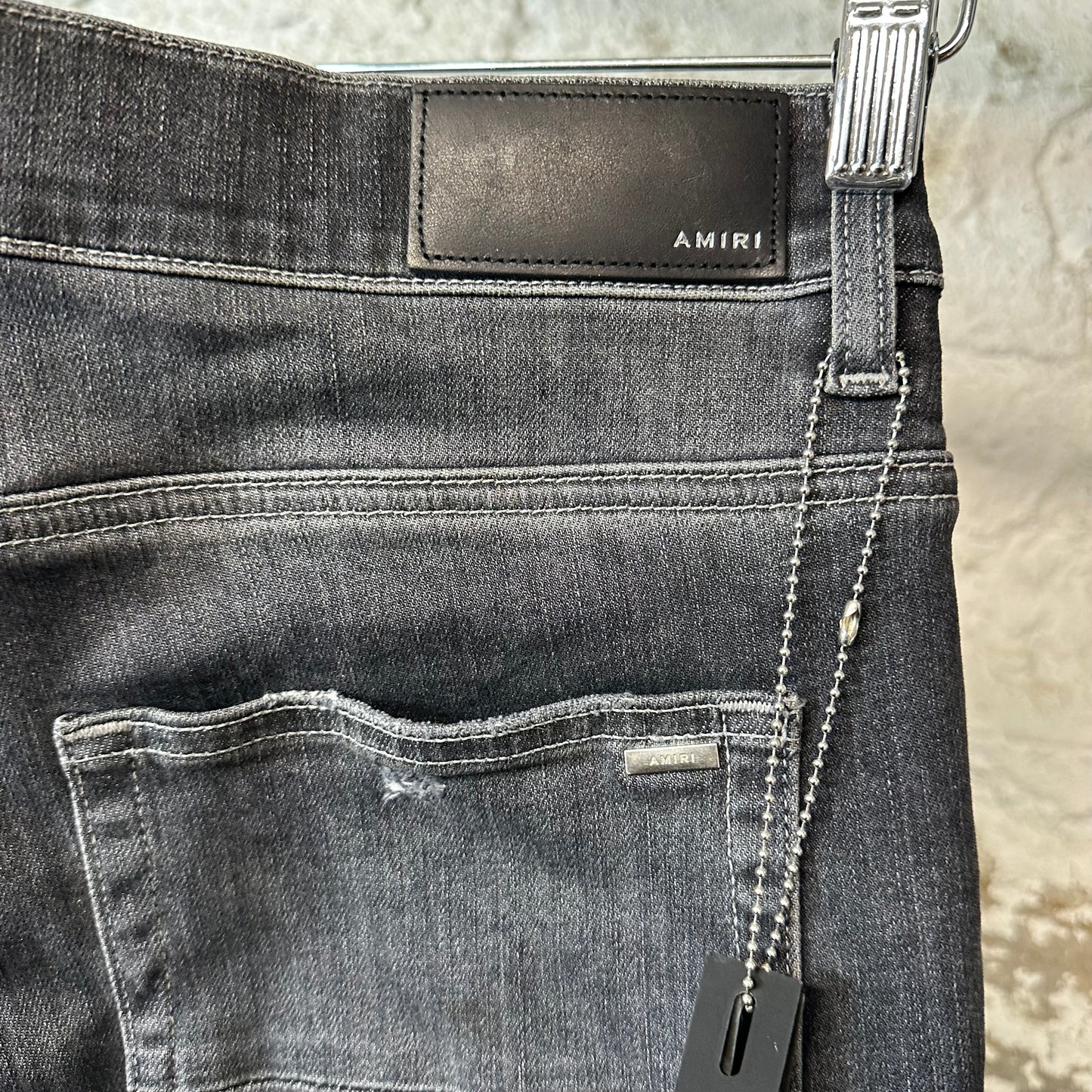 Amiri MX1 Black Paisley Grey Denim Jeans Sz 34