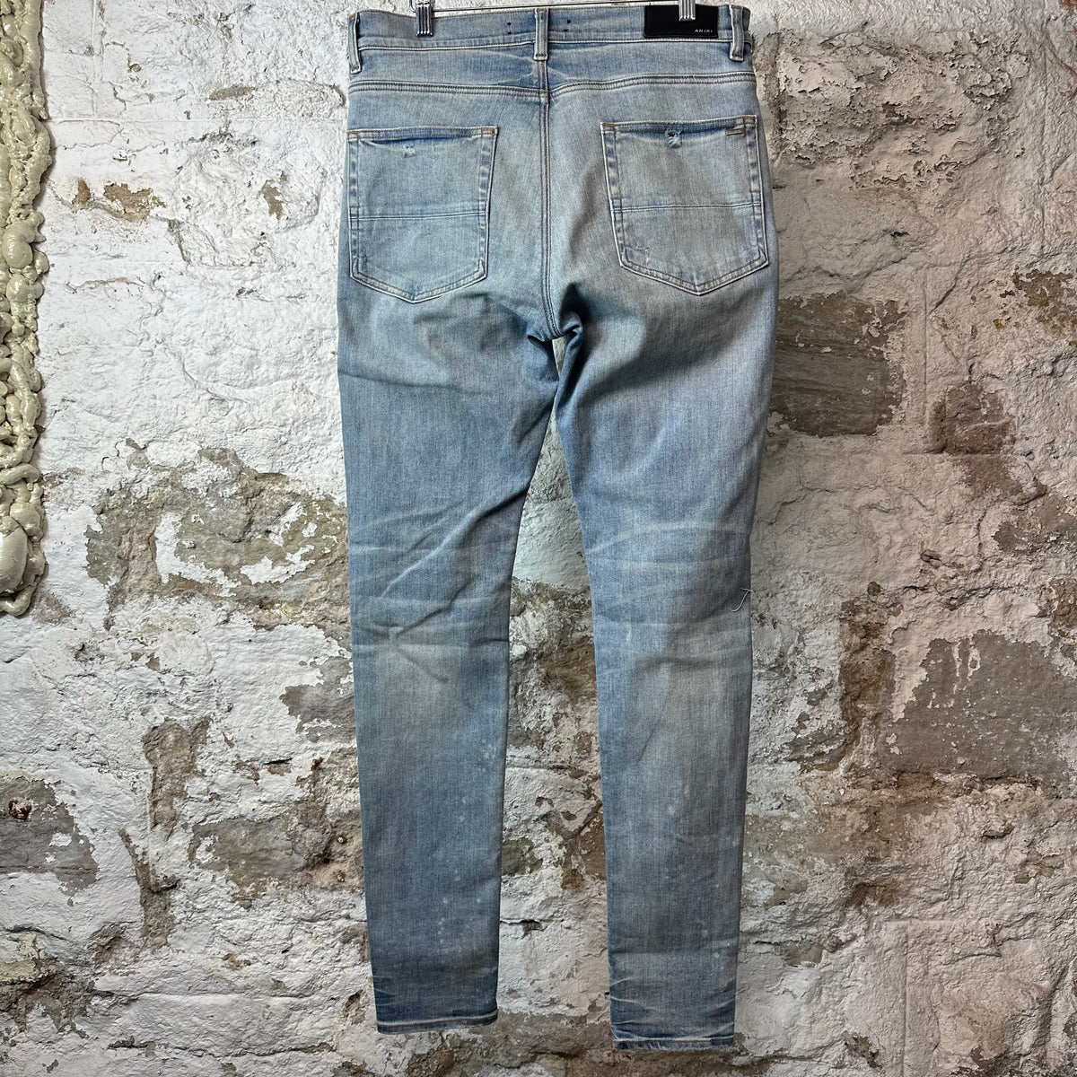 Amiri Tiger Thrasher Blue Denim Jeans Sz 34