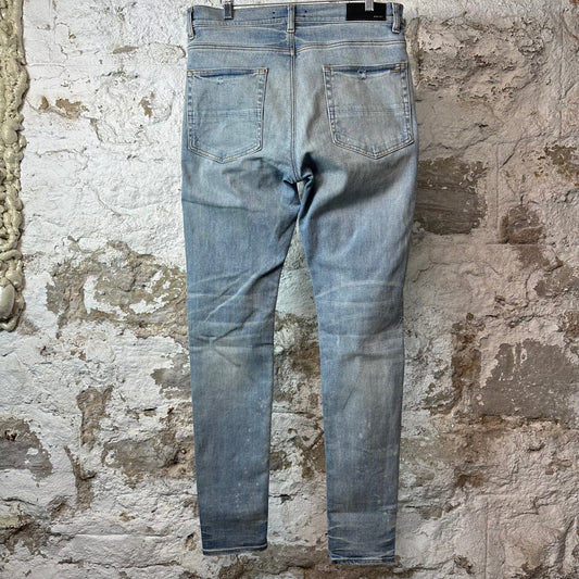Amiri Tiger Thrasher Blue Denim Jeans Sz 34