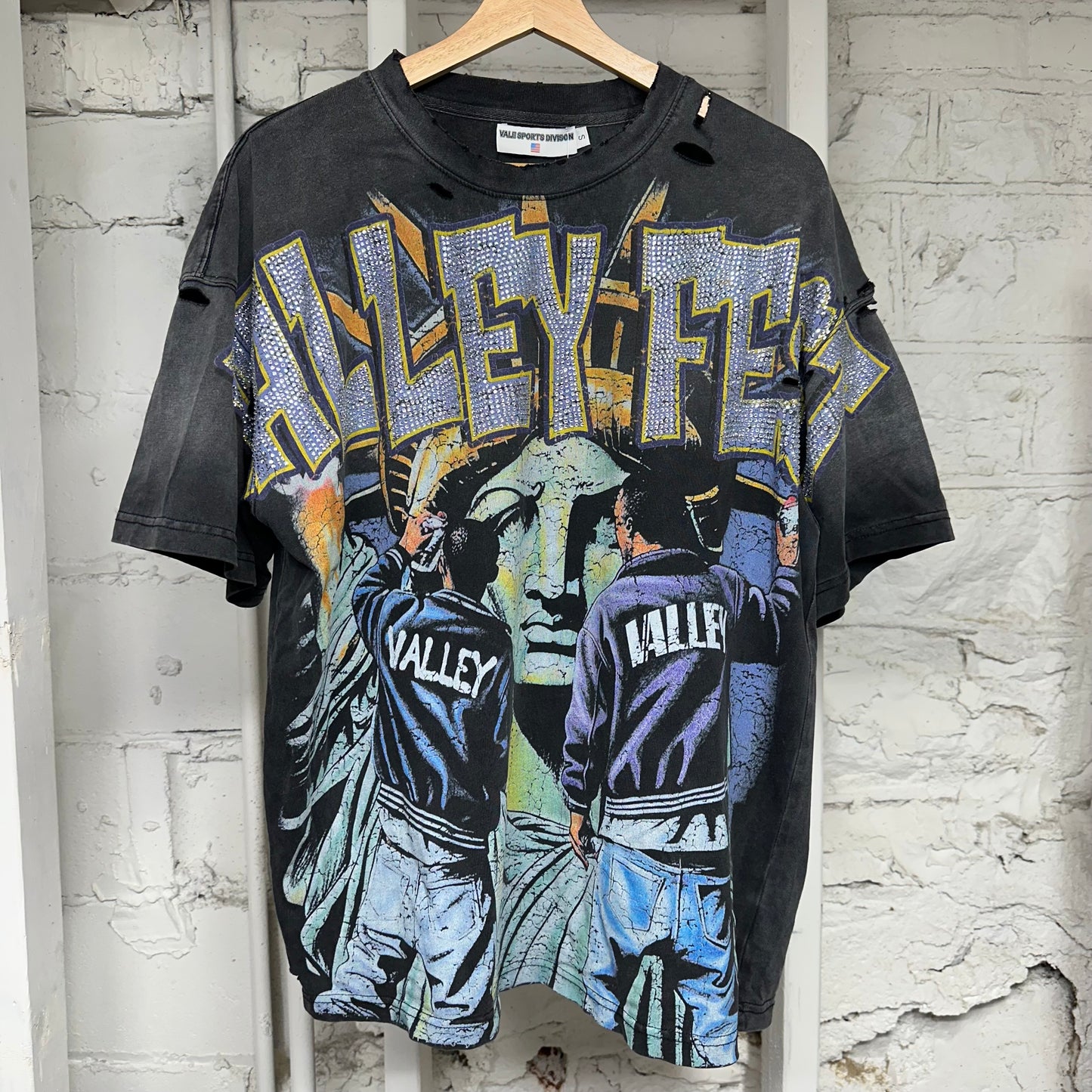 Vale Bling Graffitti Grey T-Shirt Sz S