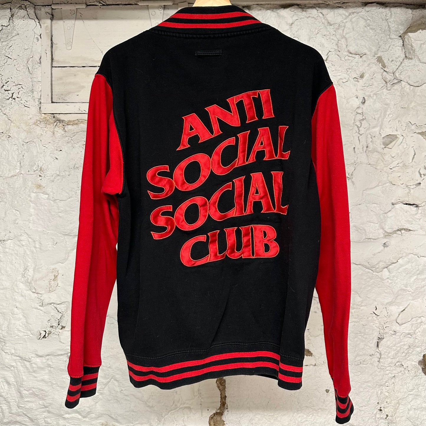 Anti Social Social Club Black Red Varsity Jacket Sz L