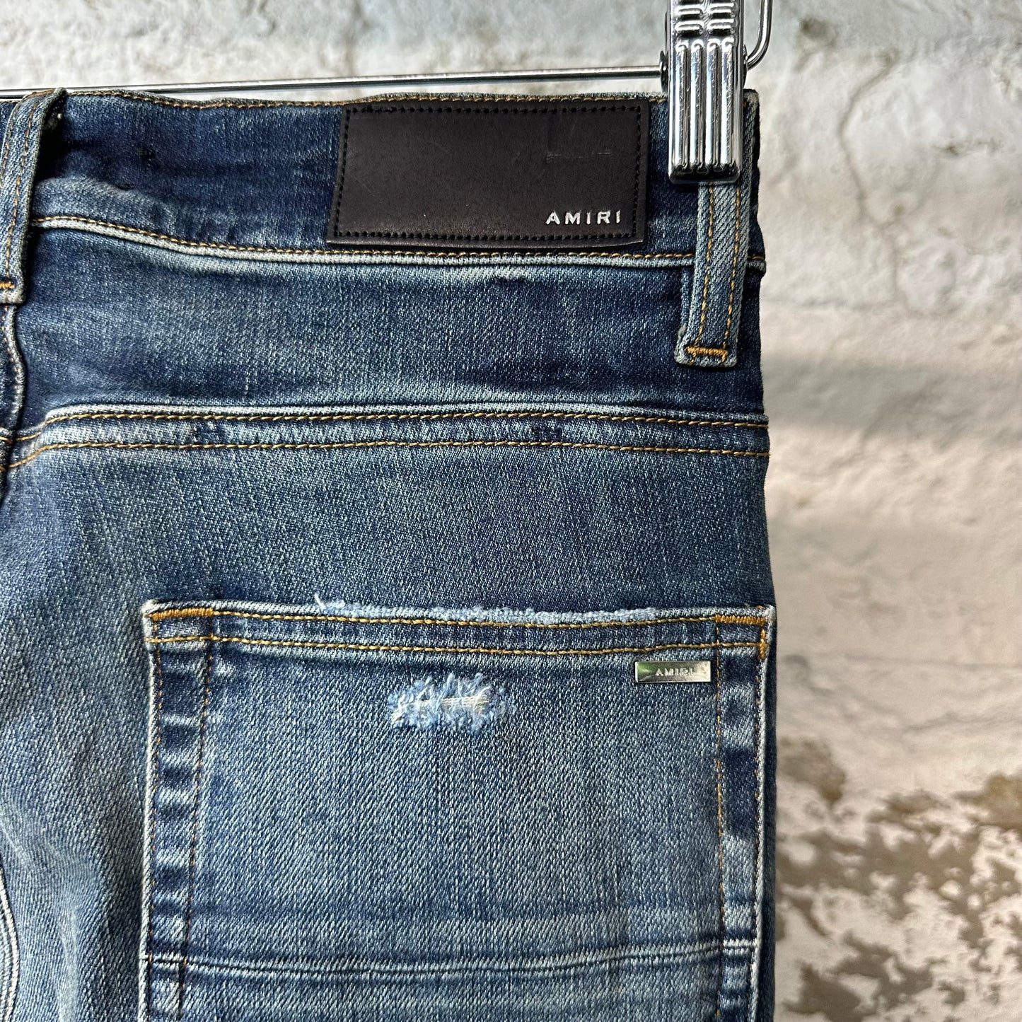 Amiri MX1 Blue Plaid Dark Blue Denim Jeans