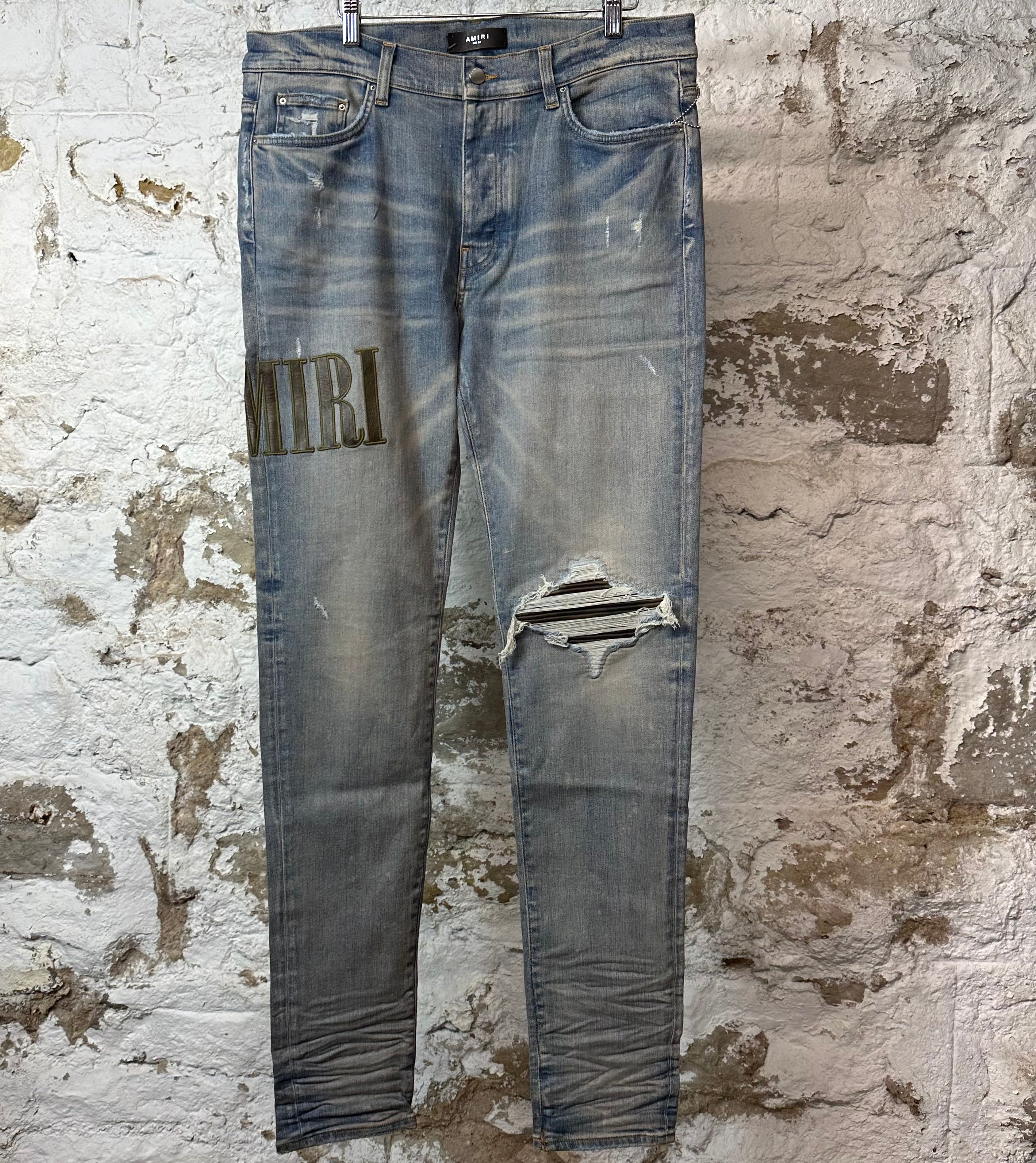 Amiri MX1 Camo Spell Blue Denim Jeans