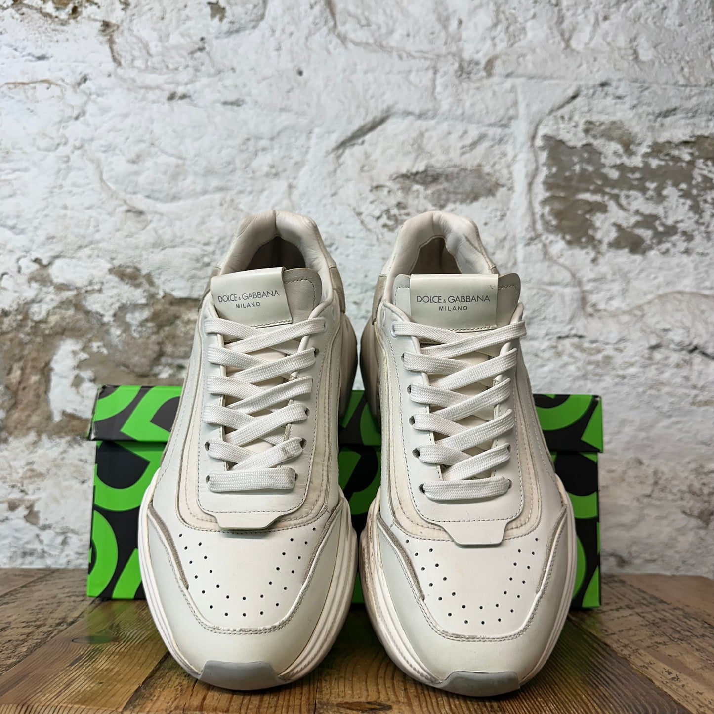 Dolce Gabbana White Cream Grey Daymaster Sneaker Sz 9