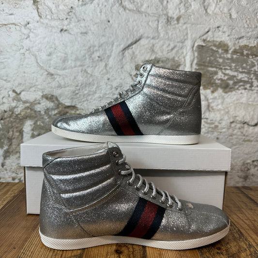 Gucci High Web Glitter Sneaker Sz 8