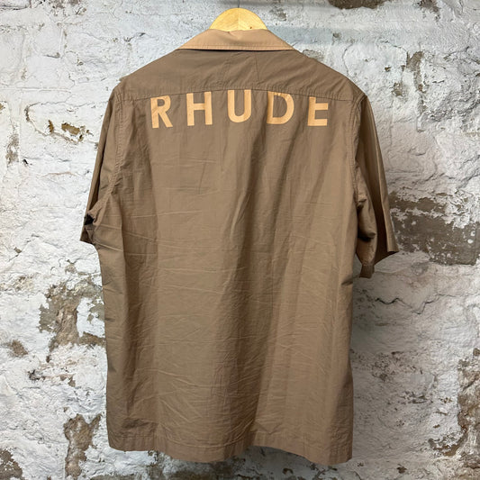 Rhude Mechanic Button Up Shirt Brown Tan Sz XL