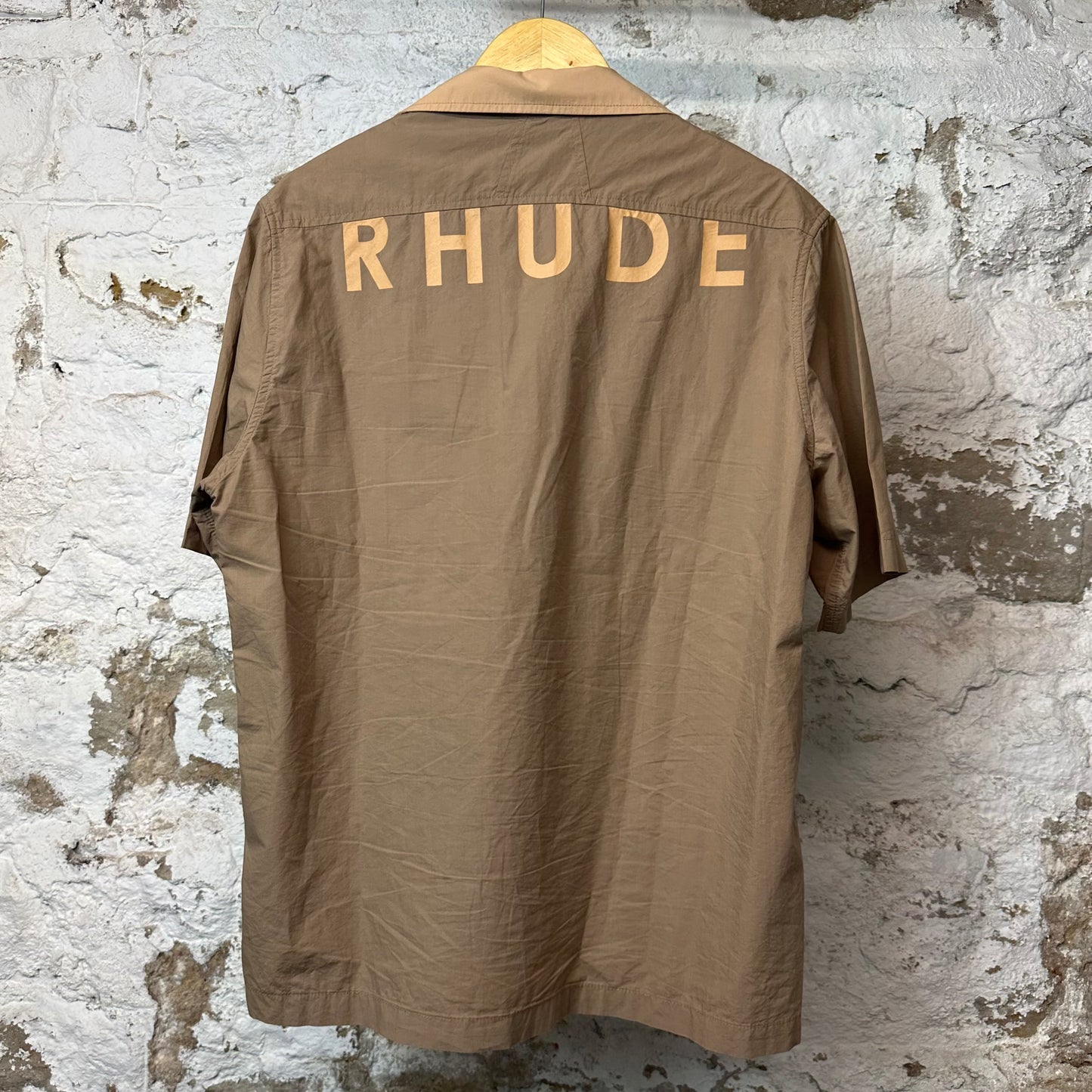 Rhude Mechanic Button Up Shirt Brown Tan Sz XL