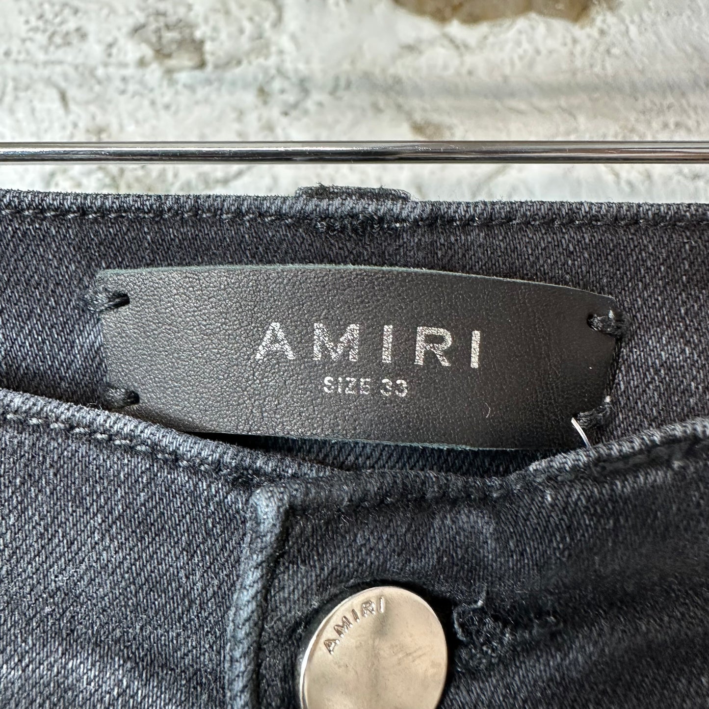 Amiri MX1 Grey Suede Faded Black Denim Jeans Sz 33
