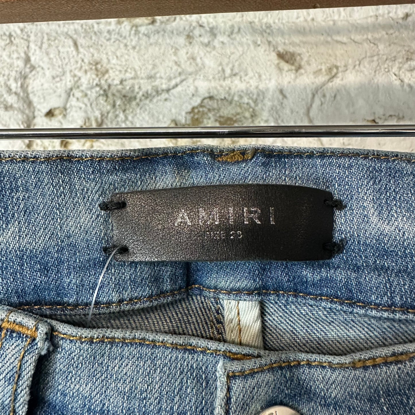 Amiri Purple Suede Spell Blue Denim Jeans Sz 29