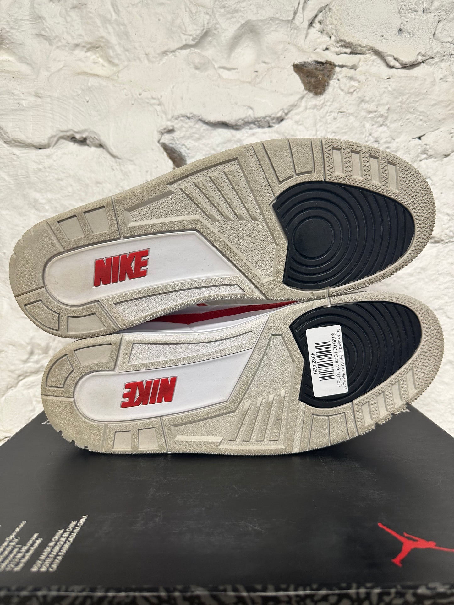 Air Jordan 3 Tinker White University Red Sz 11