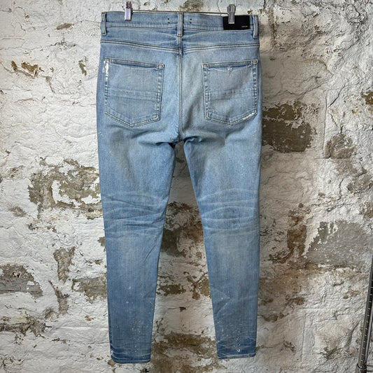 Amiri MX1 Green Plaid Flannel Blue Denim Jeans Sz 36