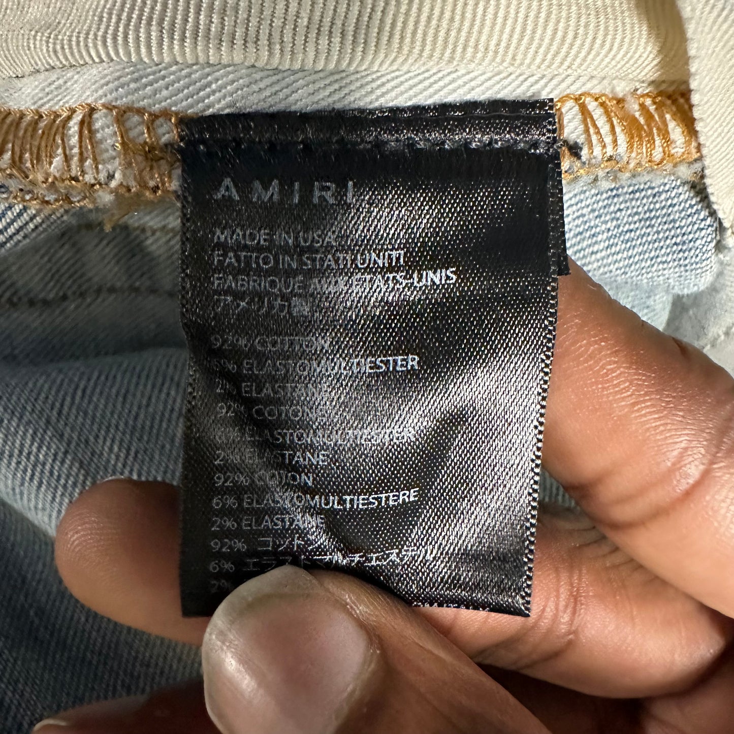 Amiri MX1 Denim Patch Blue Denim Jeans Sz 32