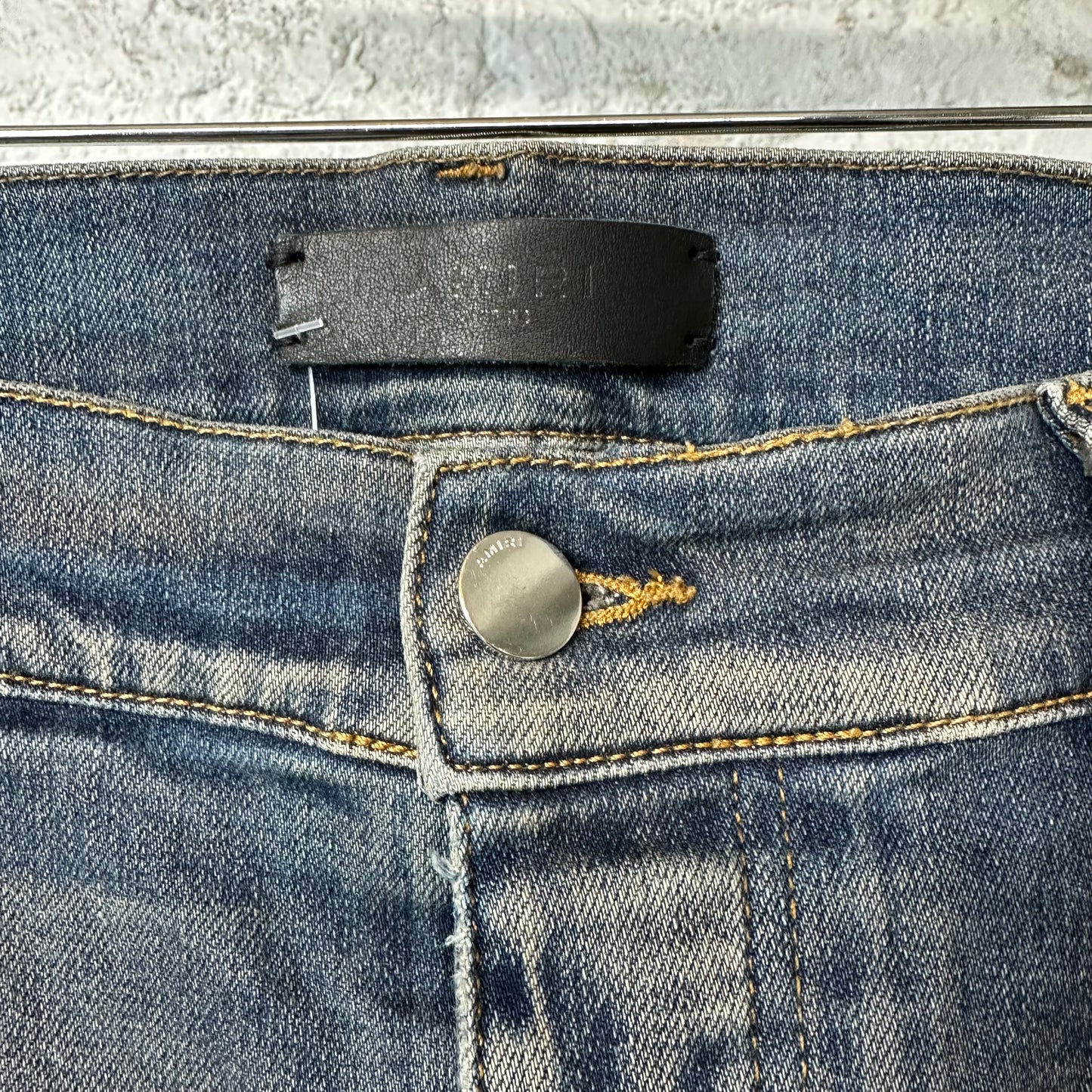 Amiri MX1 Plaid Dirty Blue Denim Jeans Sz 34