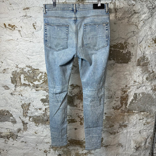 Amiri Knee Rip Washed Blue Shotgun Denim Jeans Sz 34