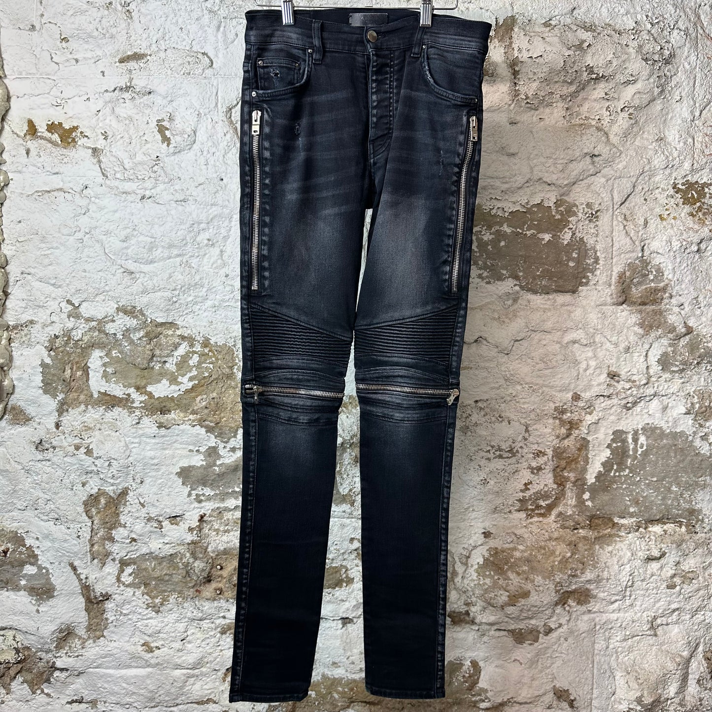 Amiri MX1 Black Patch Black Denim Jeans Sz 29