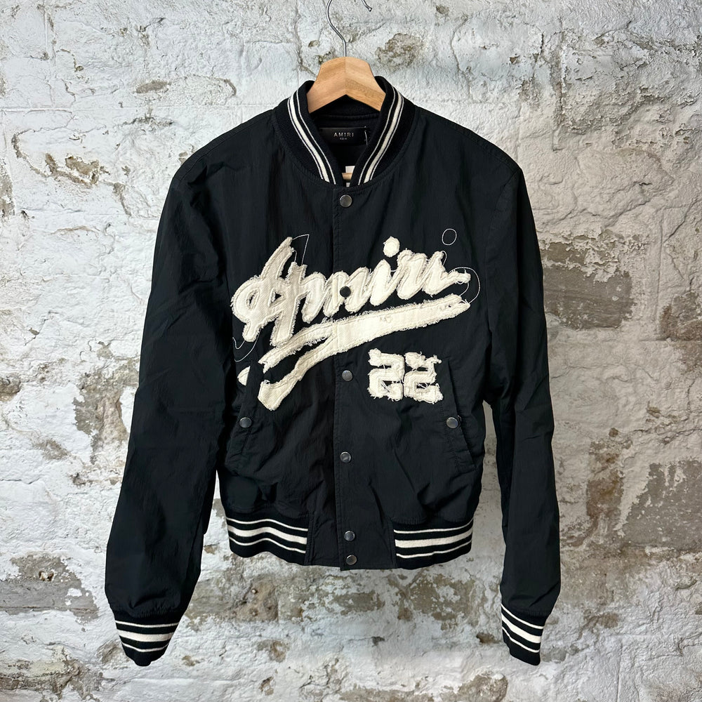 Amiri White Varsity Script Spell Jacket Black Sz S