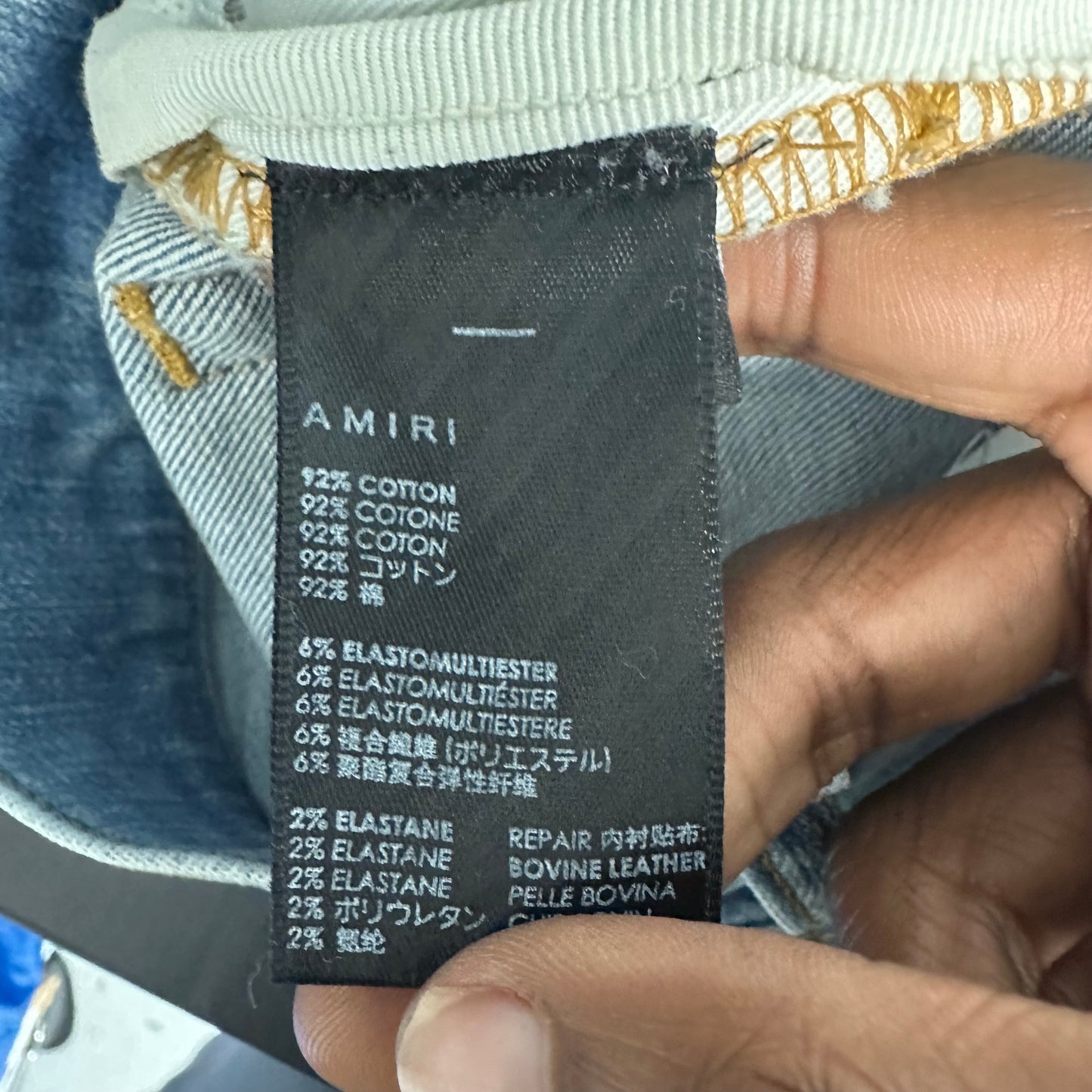 Amiri Tiger Thrasher Blue Denim Jeans Sz 29