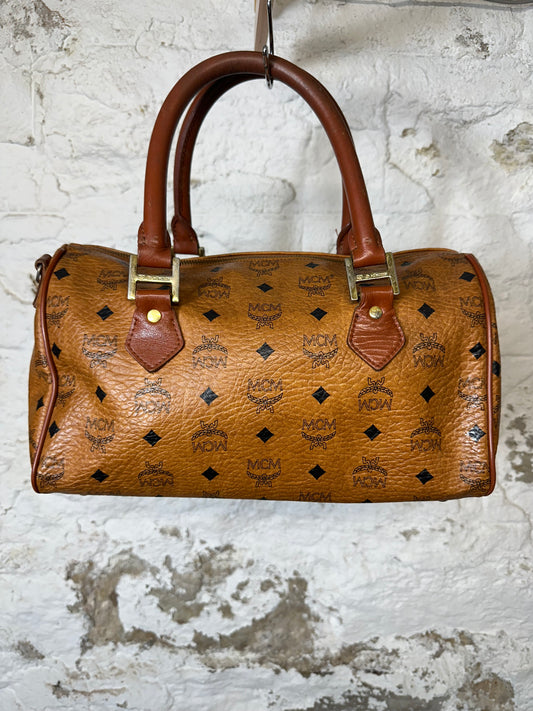 MCM Cognac Boston Bag