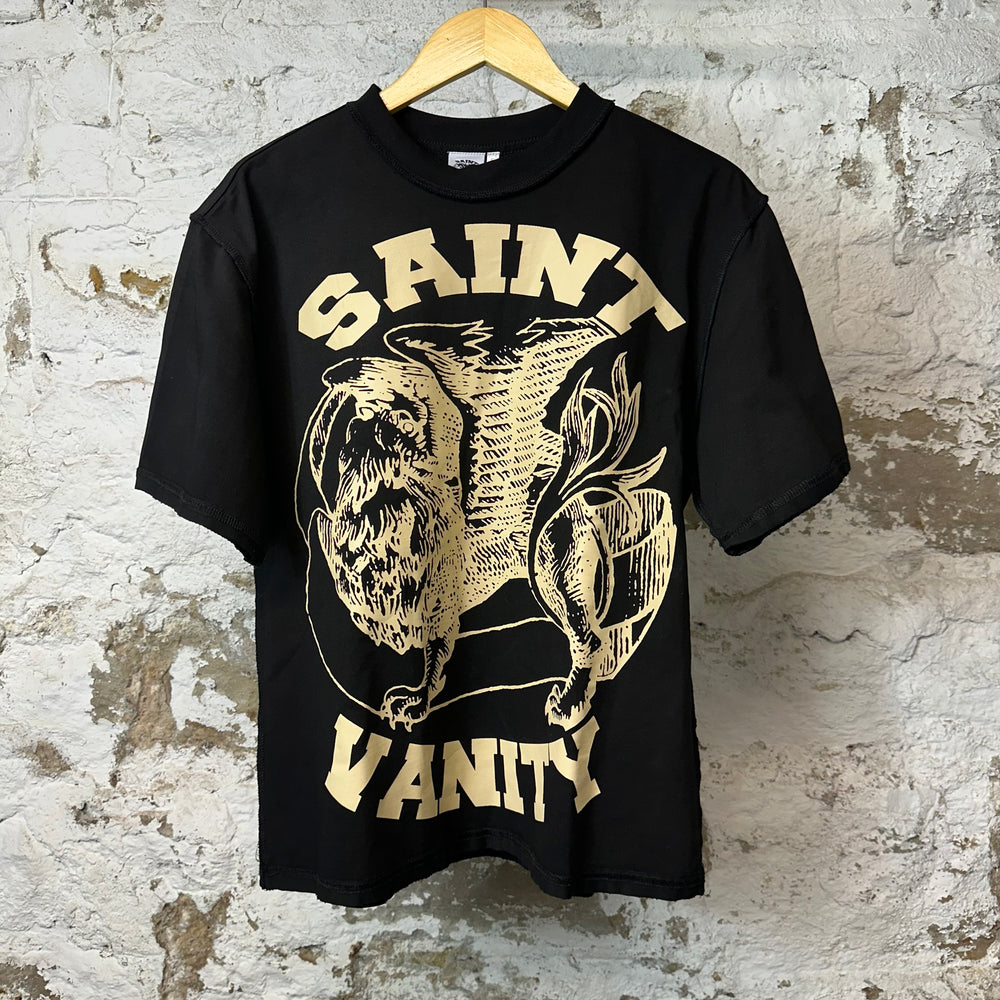 Saint Vanity Cream Griffin T-shirt Black Sz S